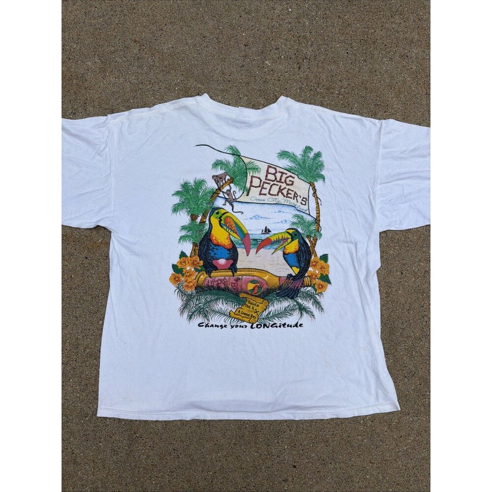 Gildan Big Peckers Bar & Grill Ocean City, MD Tropical Toucan Graphic 2XL Shirt